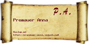 Premauer Anna névjegykártya